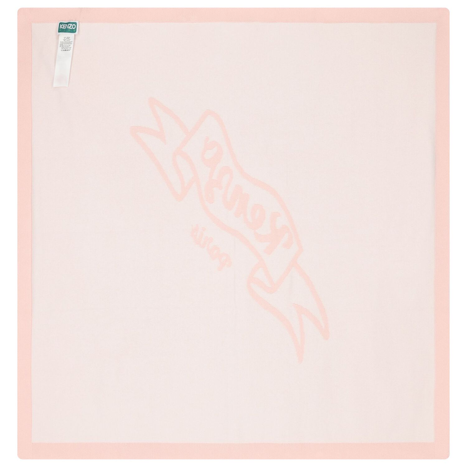 بطانية بنات محبوكة بالشعار باللون الأبيض و الوردي , 1, hi-res