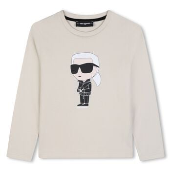 Boys Beige Ikonik Karl Long Sleeve Top 