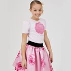 تيشيرت بنات بالشعار باللون العاجي, 1, hi-res