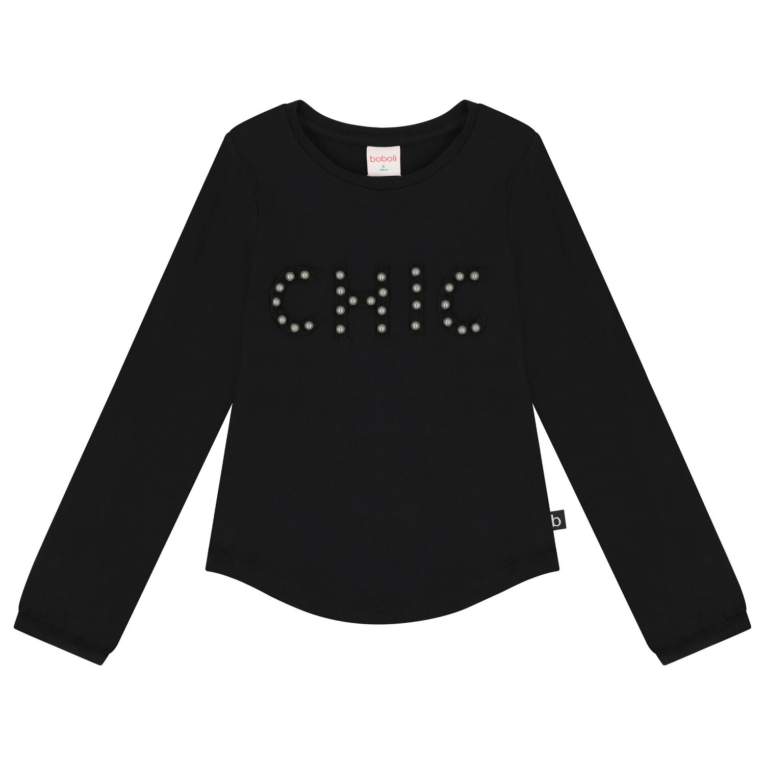 توب بنات بأكمام مطرز  باللون الأسود , 1, hi-res image number null