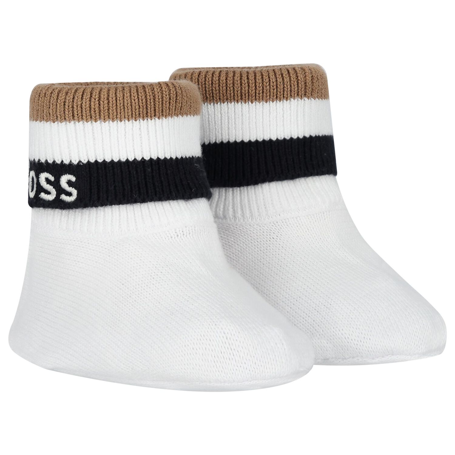 White Logo Hat & Booties Baby Gift Set, 1, hi-res