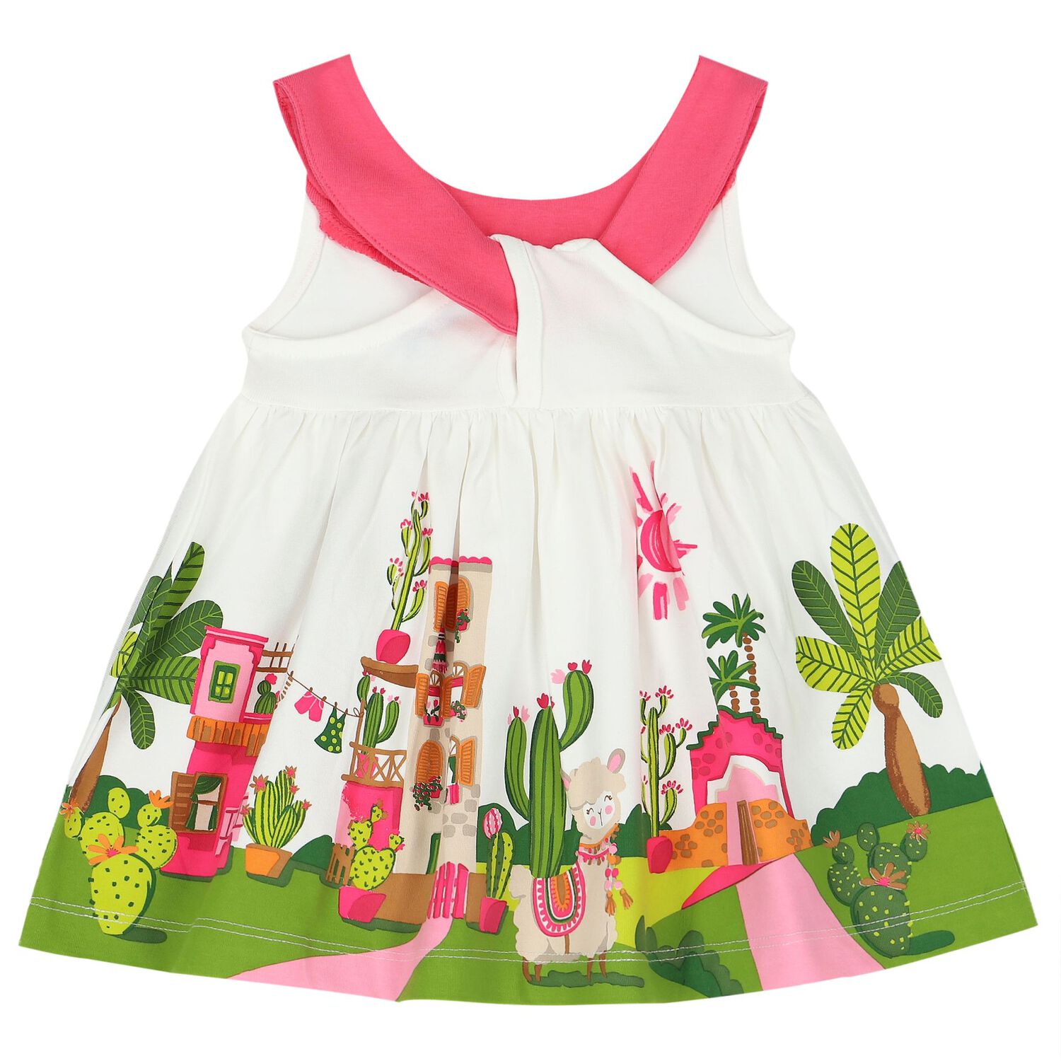 فستان بنات واسع باللون الأبيض, 1, hi-res