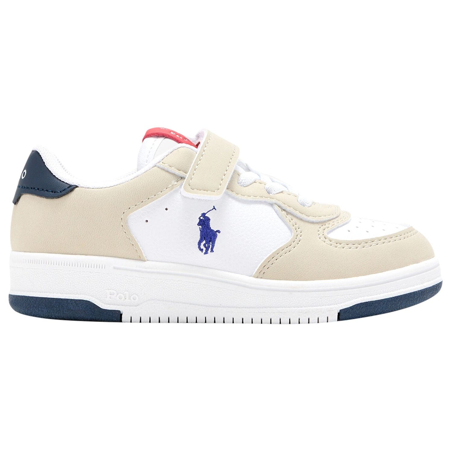 Boys White & Beige Logo Trainers, 1, hi-res