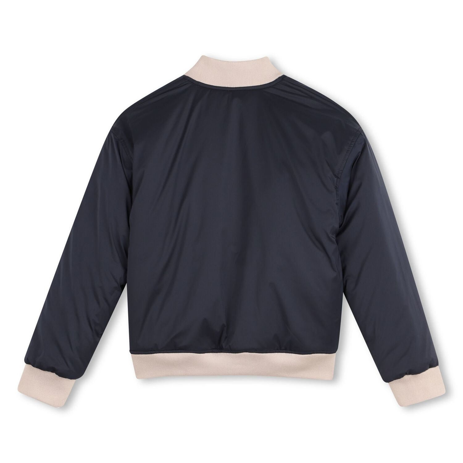 Boys Beige & Navy Blue Logo Reversible Jacket, 1, hi-res