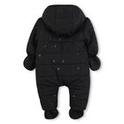 Baby Boys Black Logo Snowsuit, 1, hi-res