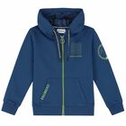 Boys Blue Hooded Jacket with Zip, 1, hi-res