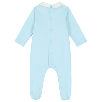 Baby Boys Blue Embroidered Babygrow