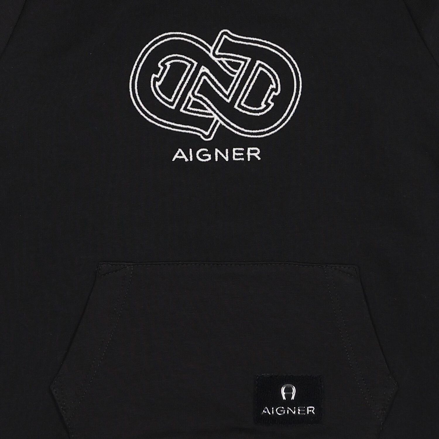 Younger Boys Black Logo Hooded Top, 1, hi-res