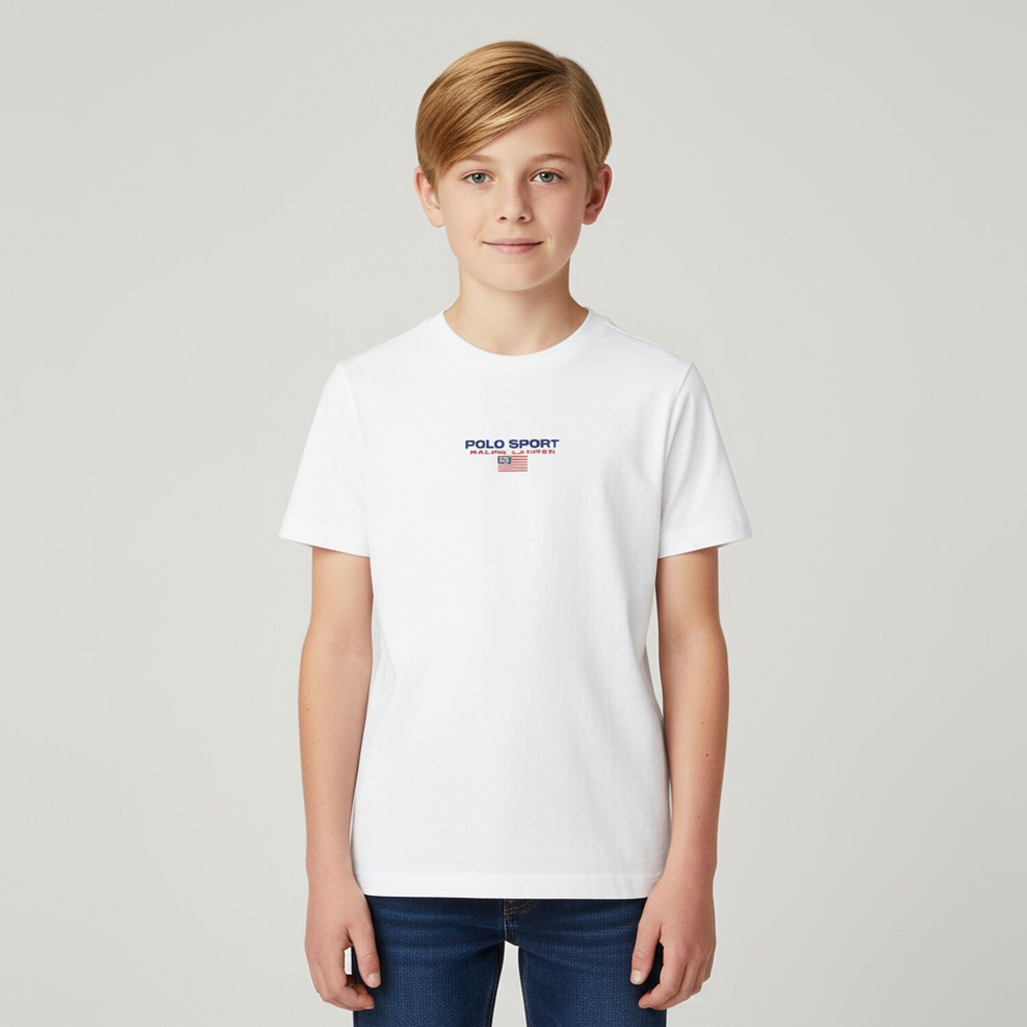 Boys White Logo T-Shirt, 3, hi-res image number null
