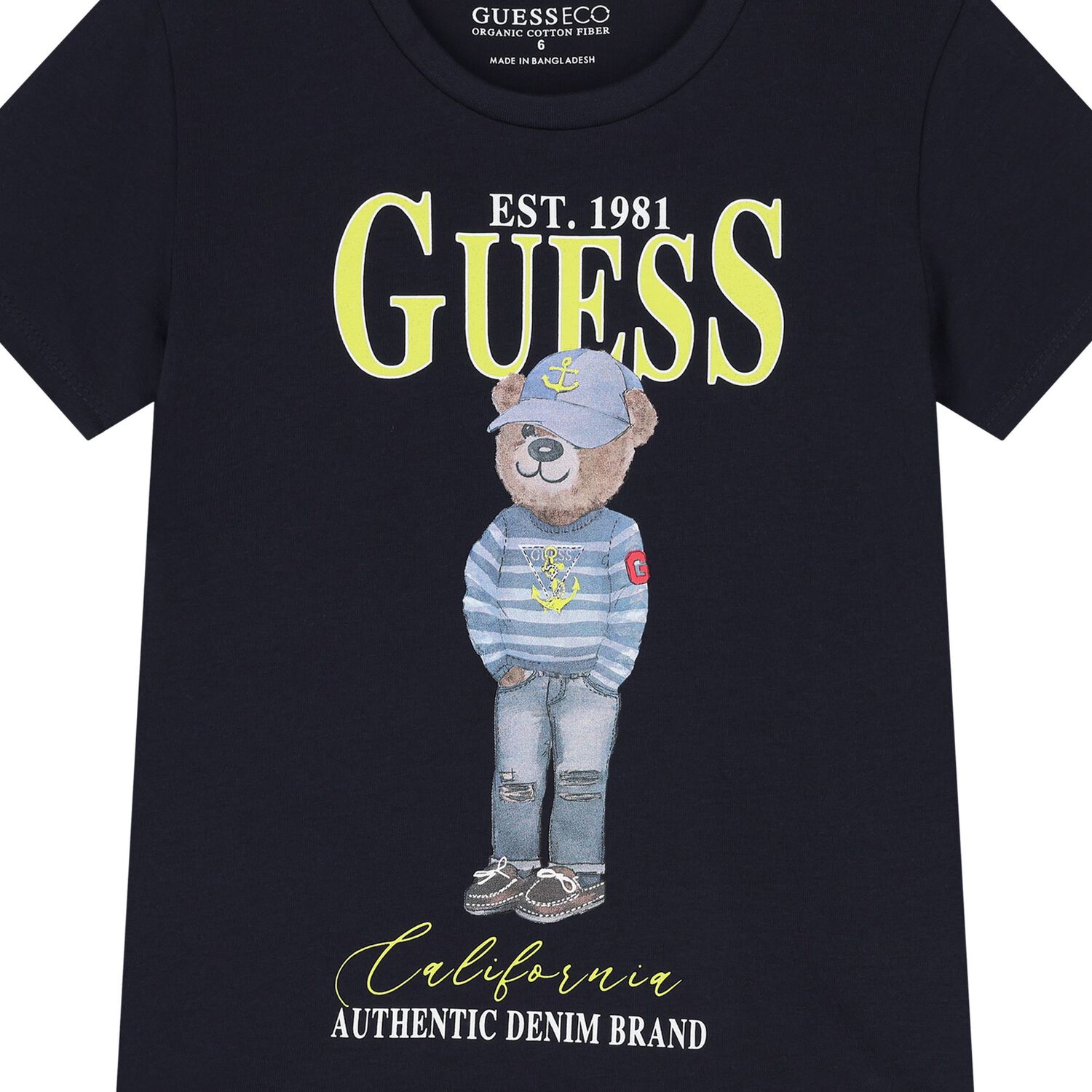 Boys Navy Blue Teddy Bear Logo T-Shirt, 2, hi-res image number null