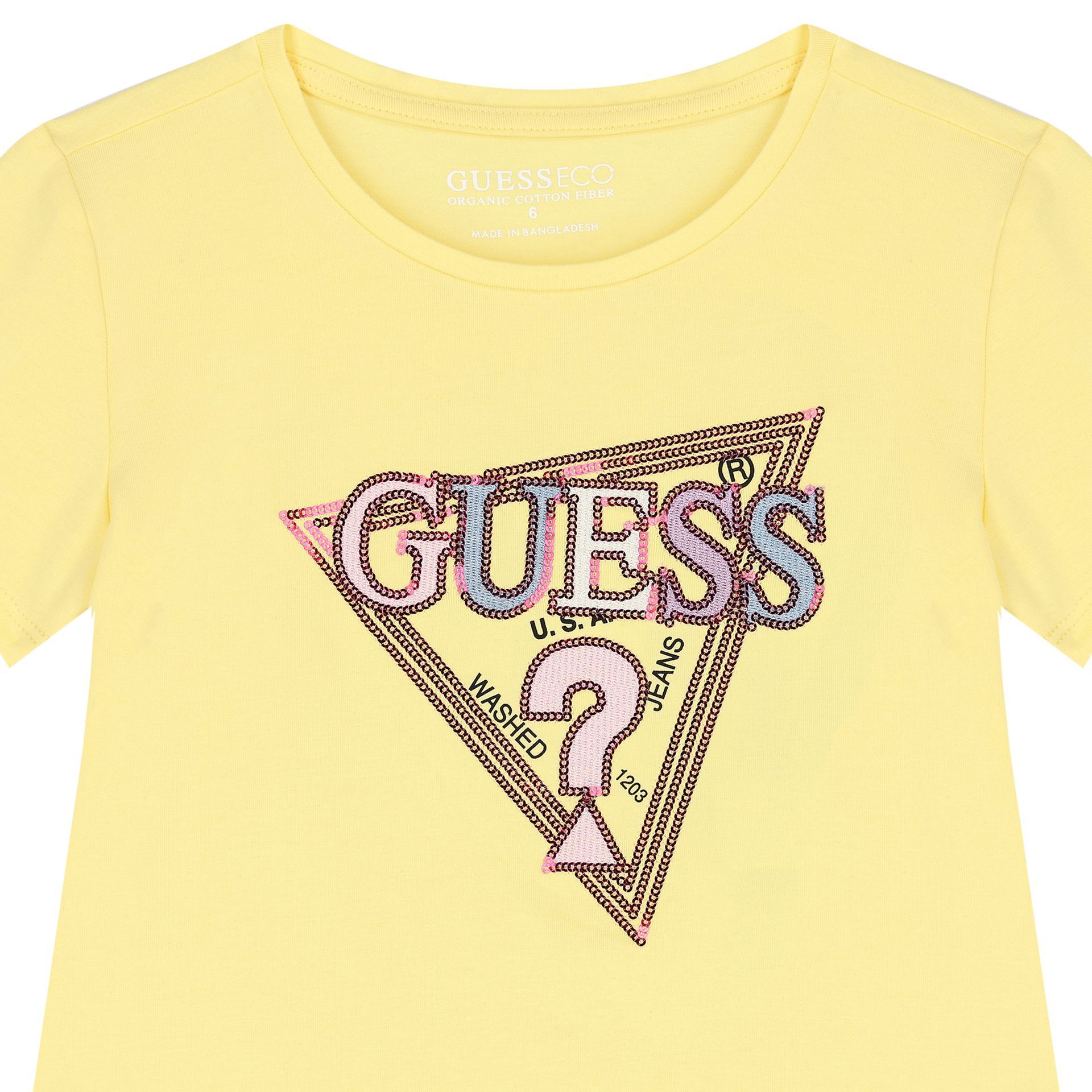 Guess gold logo t shirt hot sale