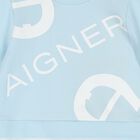 طقم هدايا ملابس أطفال باللونين الأزرق والأبيض وقبعة ومريلة, 1, hi-res