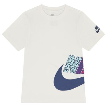 تيشيرت بالشعار باللون الأبيض للبنات