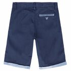 Boys Navy Cotton Shorts, 1, hi-res