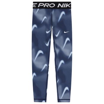 Girls Navy Blue Logo Leggings