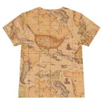 Boys Beige Geo Map T-Shirt