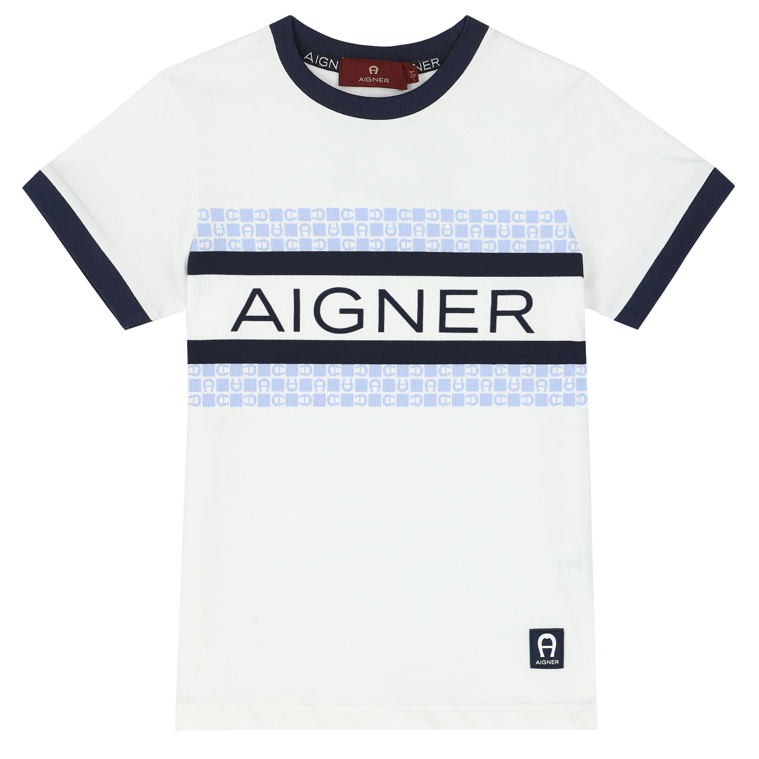 تيشيرت بالشعار باللون الأبيض والكحلي للأولاد, 1, hi-res