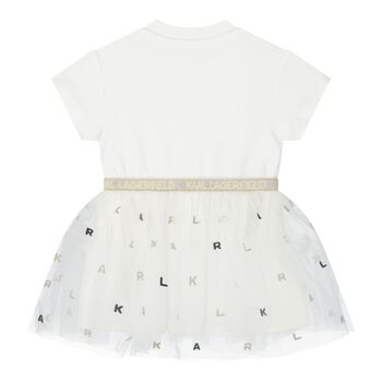 Baby Girls White Logo Tulle Dress