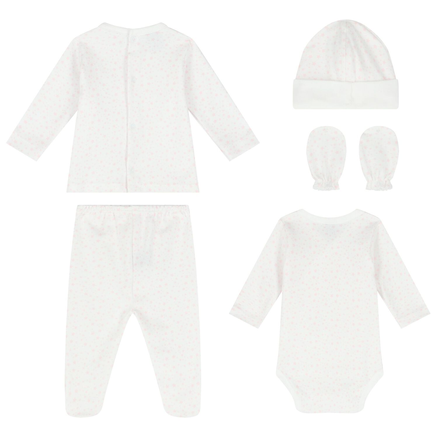 طقم هدايا بنات بطبعة النجوم باللون الأبيض والوردي, 3, hi-res image number null