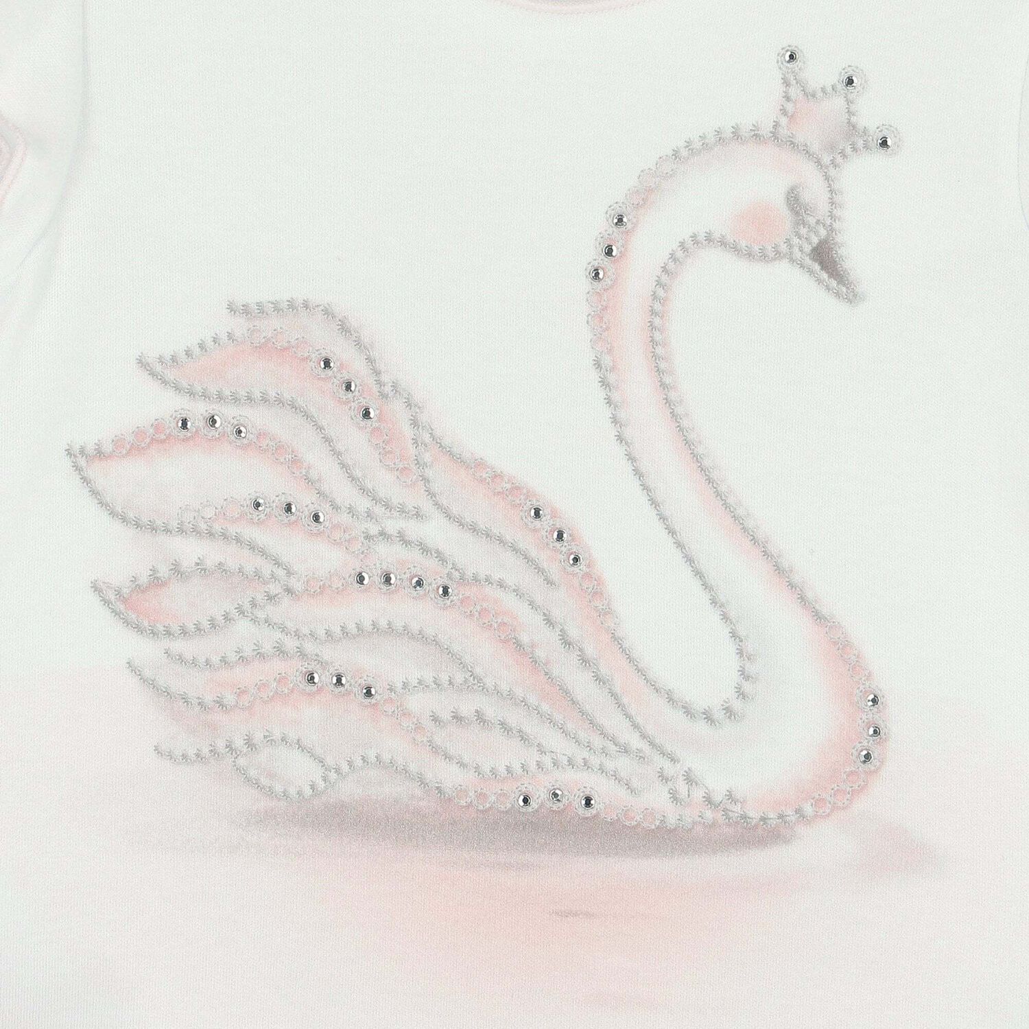 افرول قصير باللون الابيض والزهرى للبنات, 1, hi-res