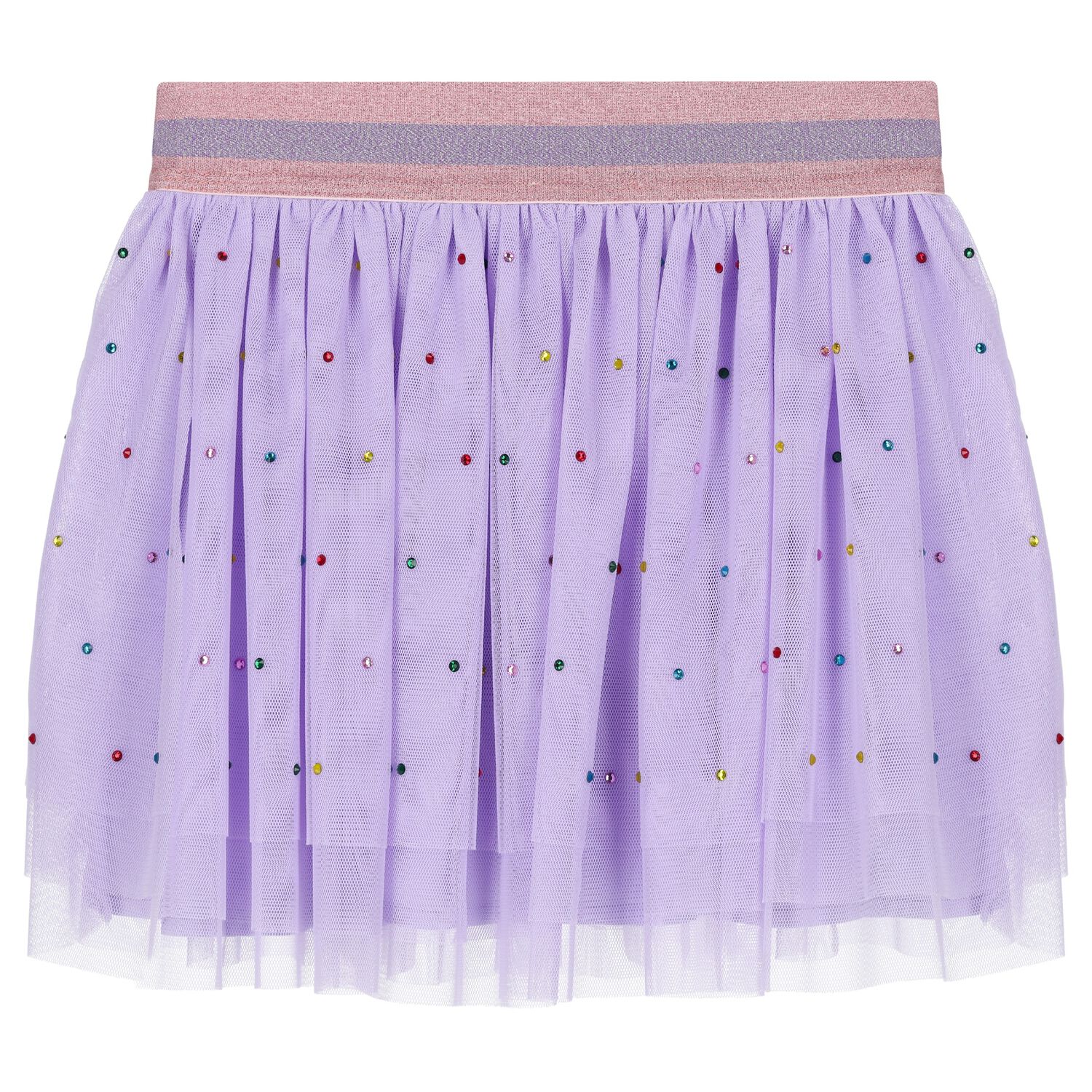 Girls Lilac Tulle Diamante Skirt, 1, hi-res image number null
