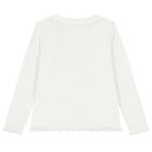 Girls Ivory Teddy Bear Logo Long Sleeve Top, 1, hi-res