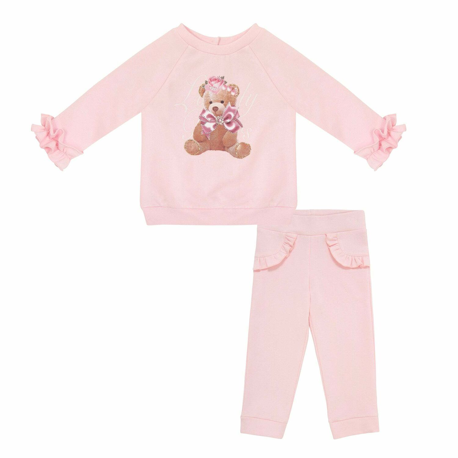 Girls Pink Top & Joggers Set, 1, hi-res
