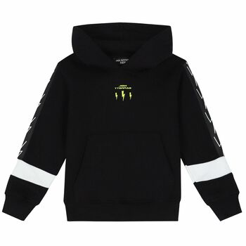 Boys Black Logo Hooded Top