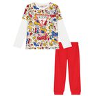 بدلة رياضية أولاد بالشعار باللون الأبيض والكحلي, 1, hi-res