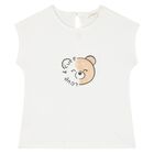 Younger Girls White & Beige Teddy Bear Leggings Set, 1, hi-res