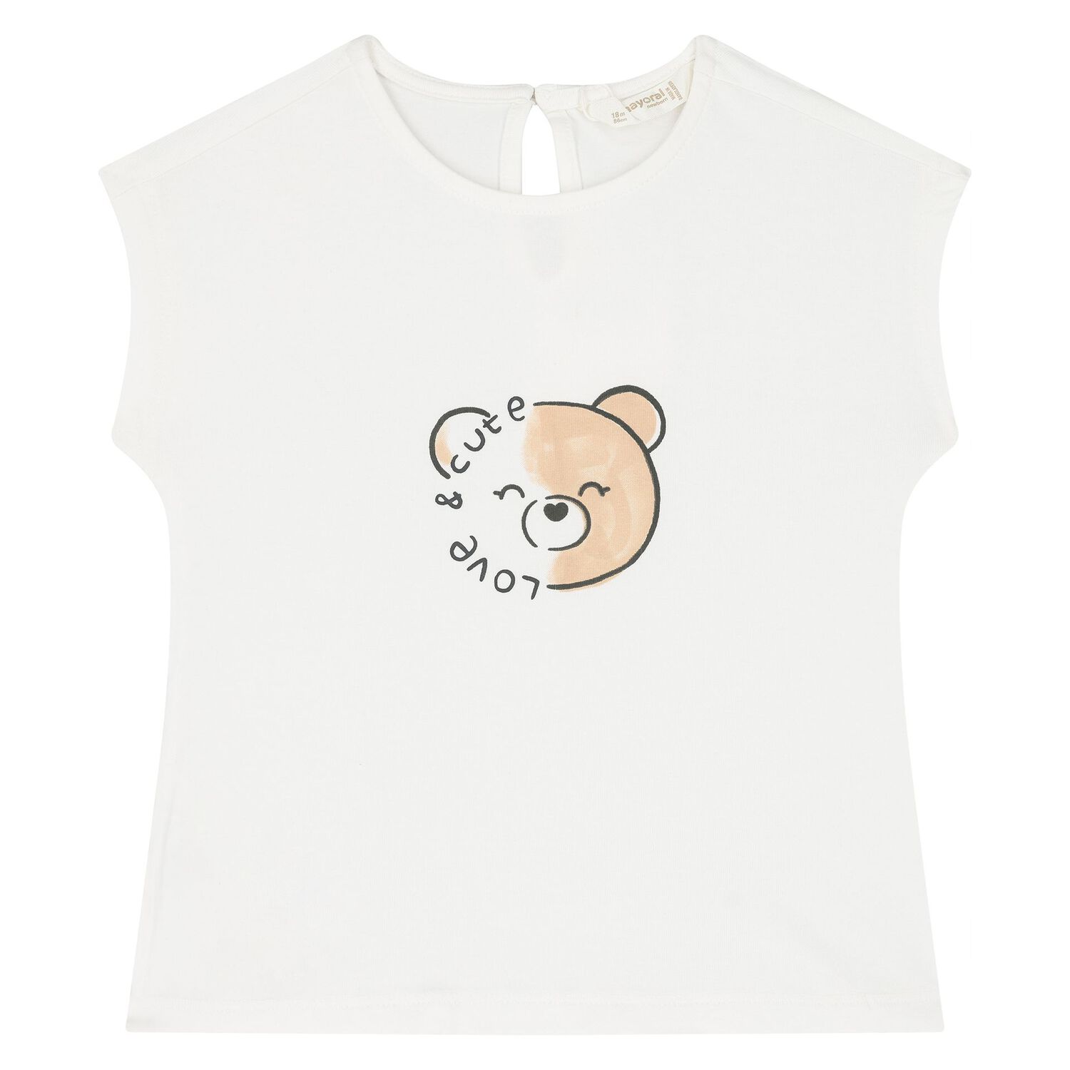 Younger Girls White & Beige Teddy Bear Leggings Set, 1, hi-res