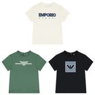 Younger Boys Green, Ivory & Black T-Shirts (3 Pack), 1, hi-res