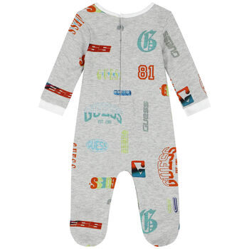 Baby Boys Grey Logo Babygrow