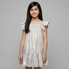 Girls Grey & Gold Logo Dress, 1, hi-res
