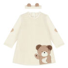 Baby Girls Ivory Teddy Bear Dress Set, 1, hi-res
