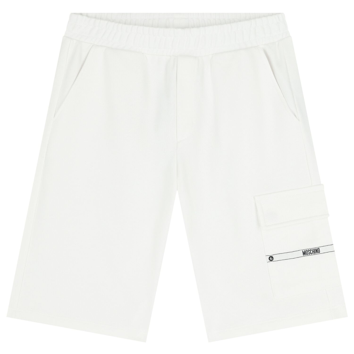 Boys White Logo Tape Shorts, 1, hi-res