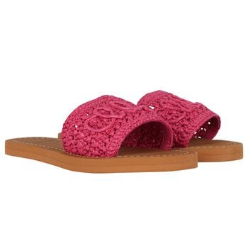 Girls Mini Me Pink & Beige Logo Sliders