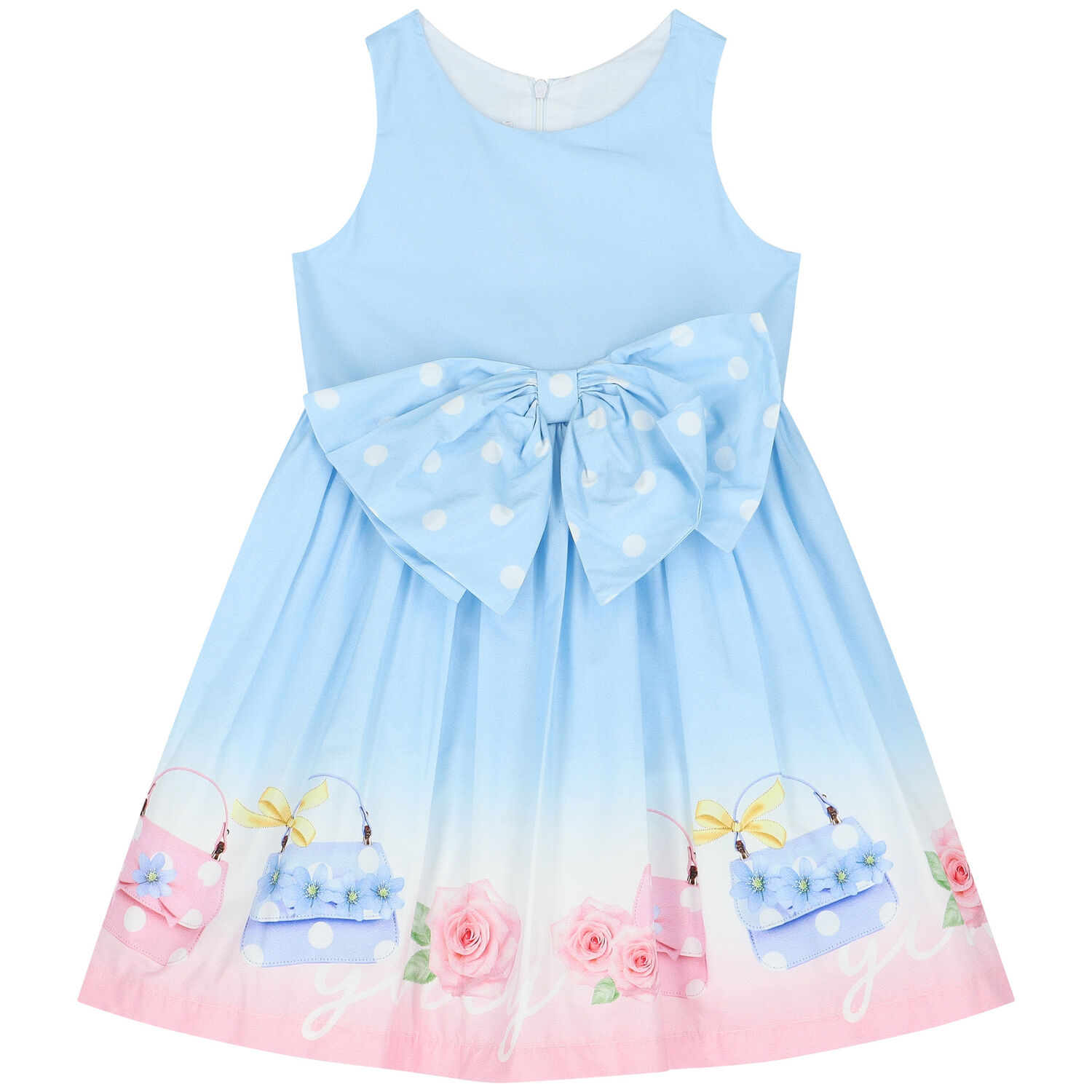 Girls Blue Bow Dress, 1, hi-res image number null