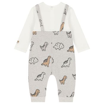 Baby Boys Grey & White Dinosaur Romper