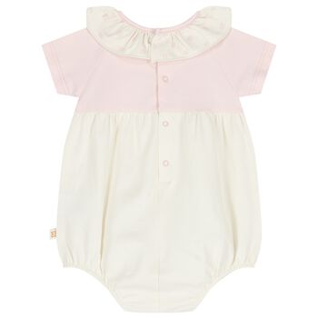 Baby Girls Pink & Ivory Logo Bodysuit