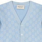 Baby Boys Blue  logo Jacquard Cardigan , 1, hi-res