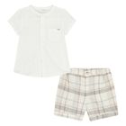 Younger Boys Ivory & Beige Shorts Set, 1, hi-res