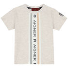 Younger Boys Beige Logo T-Shirt, 1, hi-res