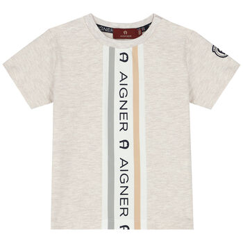 Younger Boys Beige Logo T-Shirt