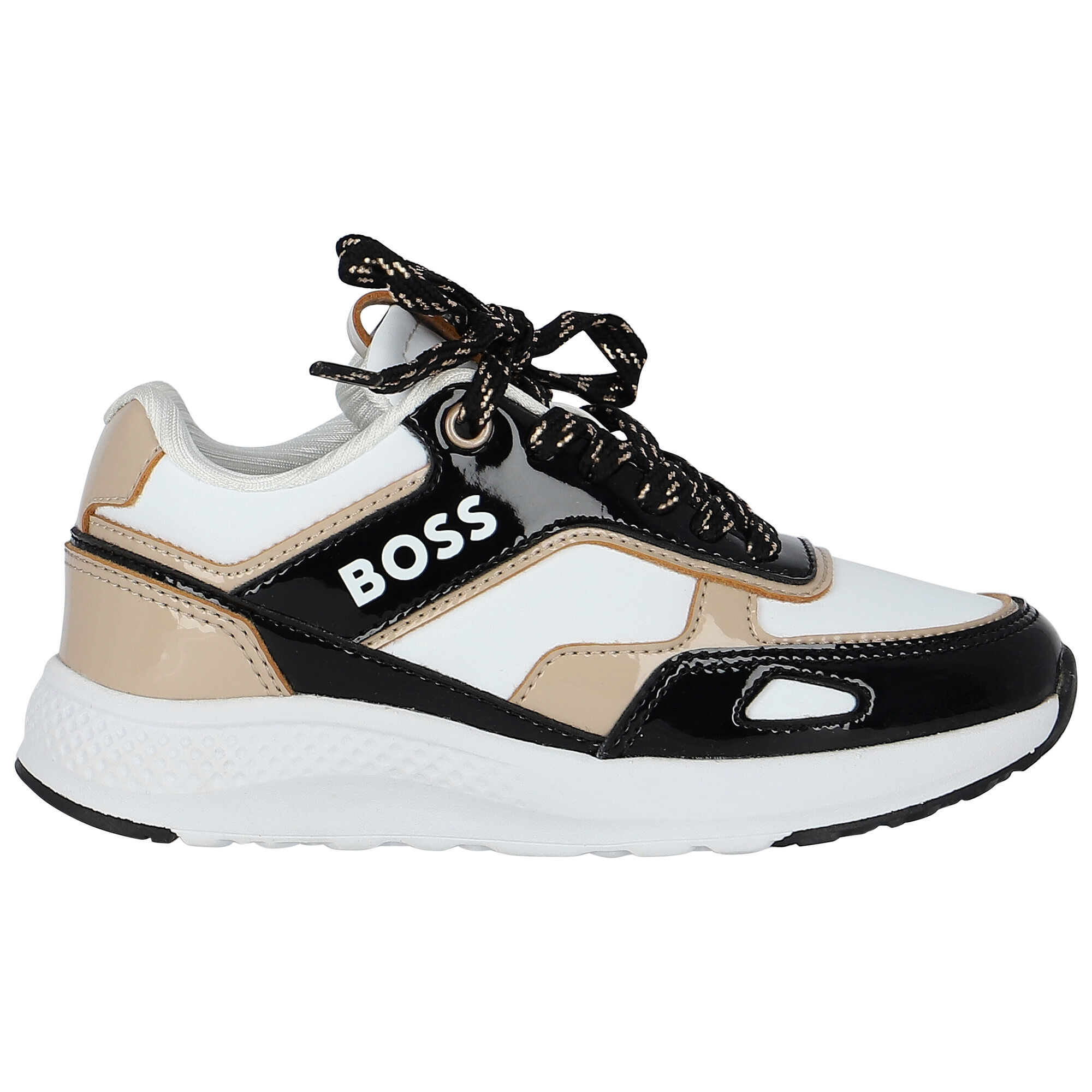 BOSS Girls Black White Logo Trainers Junior Couture UAE