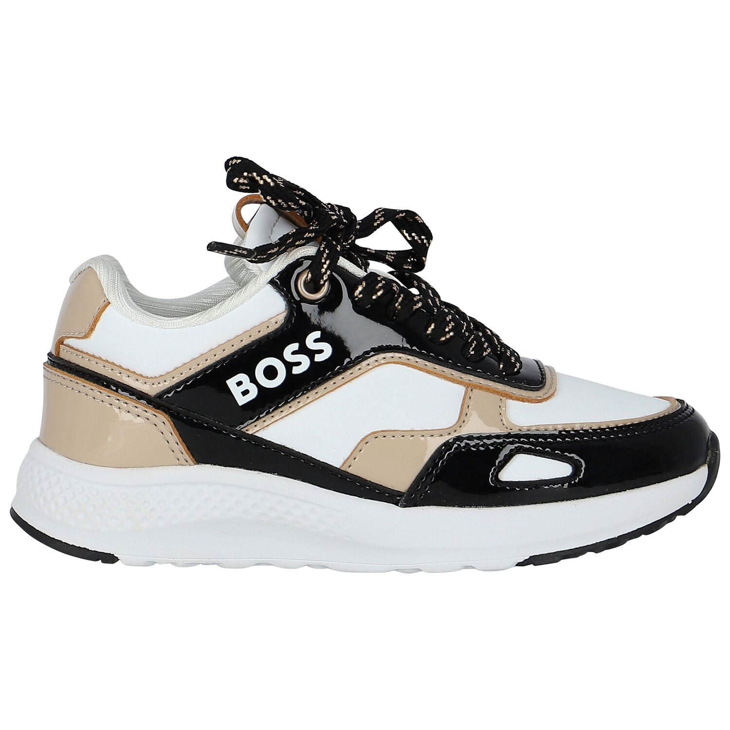 Girls Black & White Logo Trainers, 1, hi-res image number null