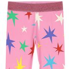 Girls Pink Stars Leggings, 1, hi-res