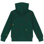 Boys Green Logo Hooded Zip Up Top, 1, hi-res