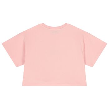 Girls Pink Teddy Bear Logo T-Shirt