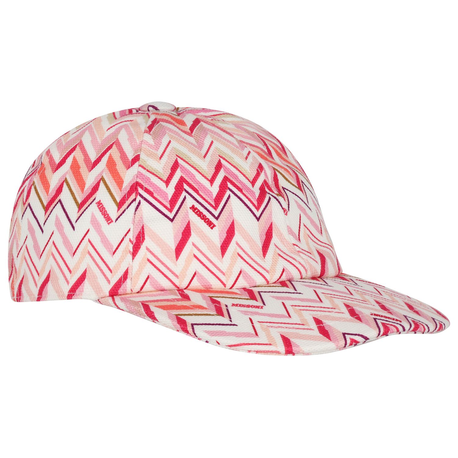 Girls White & Pink Zig Zag Cap, 1, hi-res